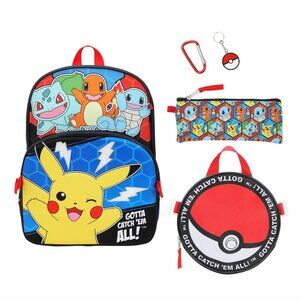NWT Pokemon Poke Balls anda Character Print 5-Piece Backpack Set for Kids
